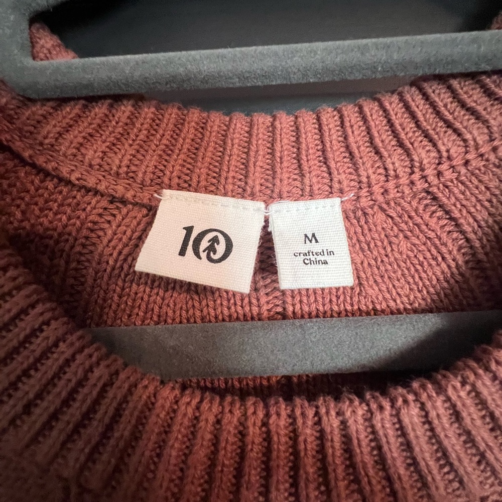 Rust Color Crewneck Cable Sweater - Picture 2 of 8